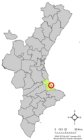 Localització de Daimús respecte del País Valencià